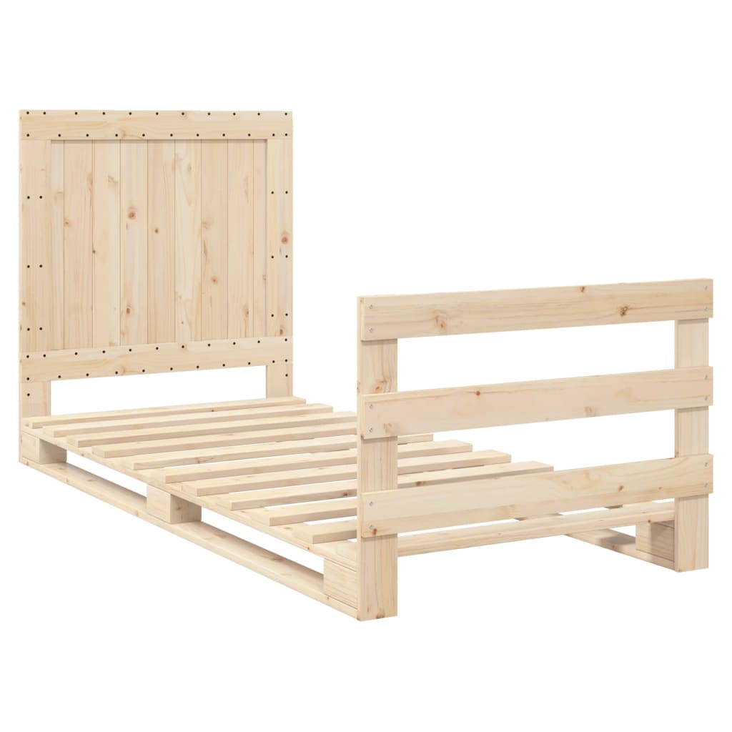 Giroletto Con Testiera 90x200 Cm In Legno Massello Di Pino - Image 3