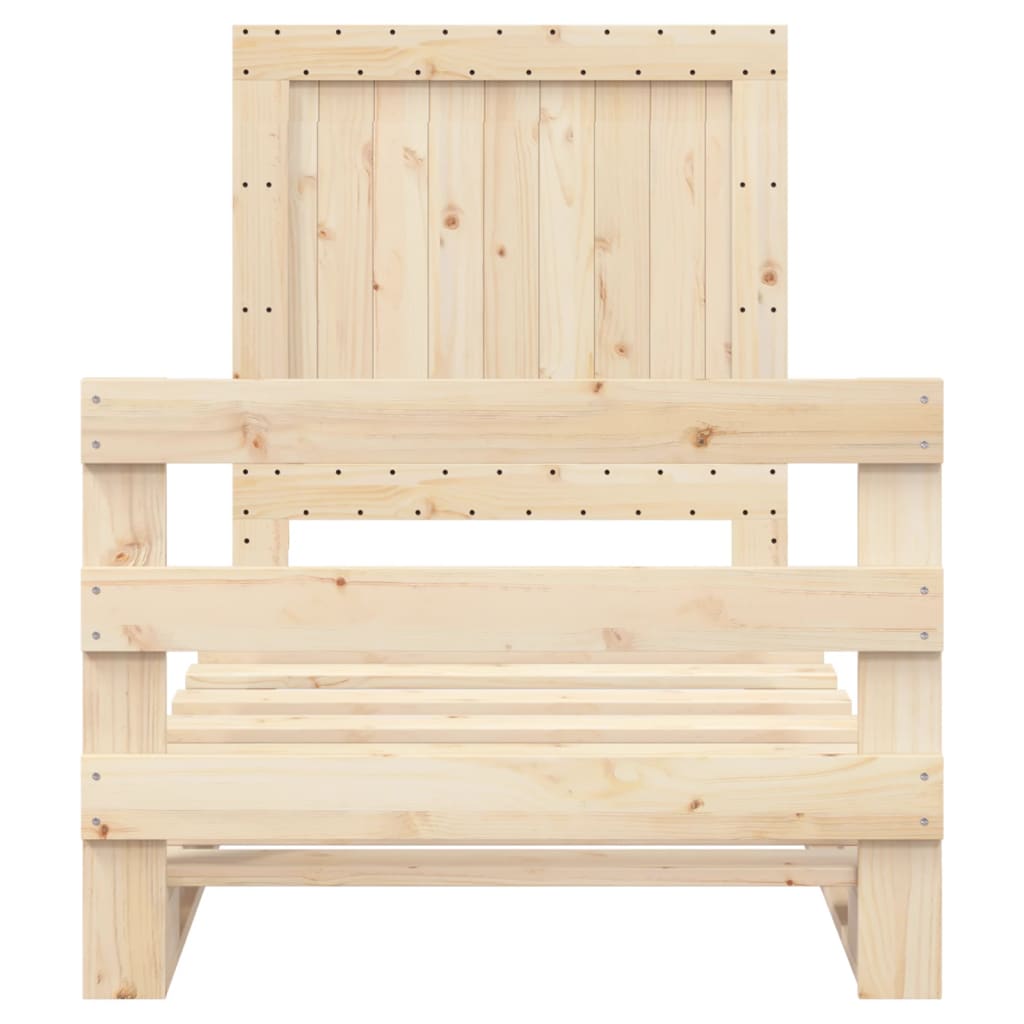 Giroletto Con Testiera 90x200 Cm In Legno Massello Di Pino - Image 5
