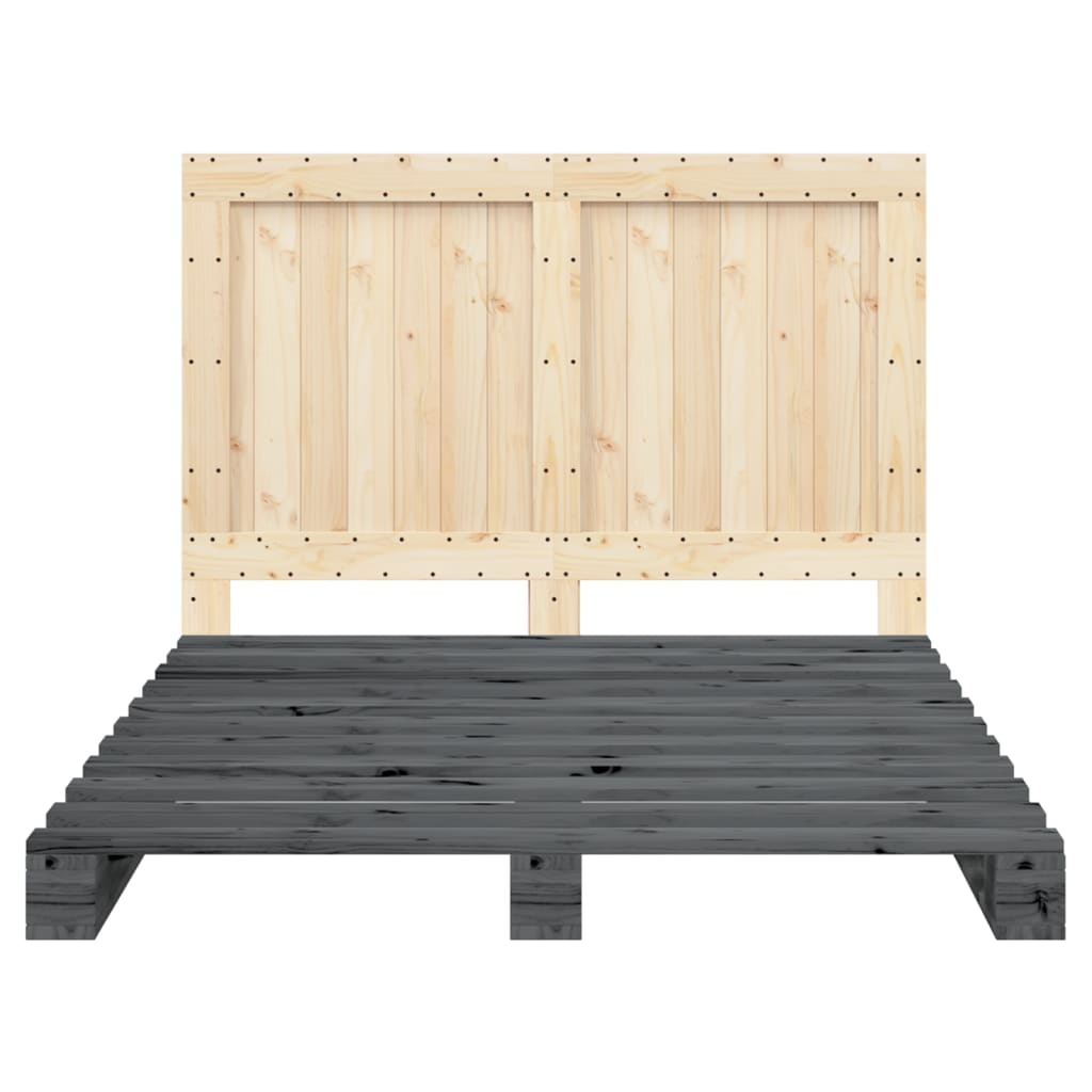 Giroletto Con Testiera Grigio 140x200 Cm Legno Massello Di Pino - Image 6