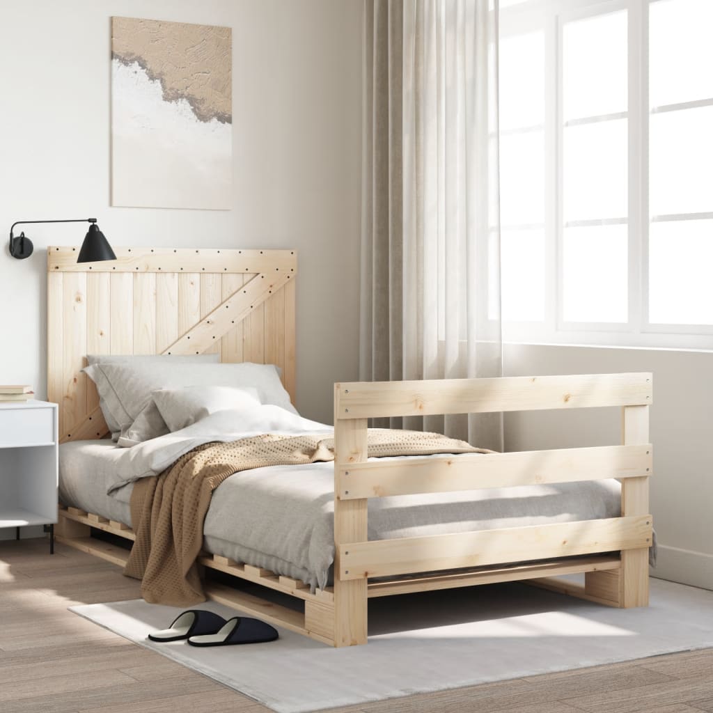 Giroletto Con Testiera 100x200 Cm Legno Massello Di Pino