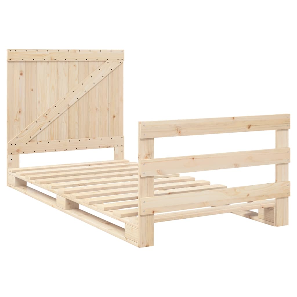 Giroletto Con Testiera 100x200 Cm Legno Massello Di Pino - Image 3