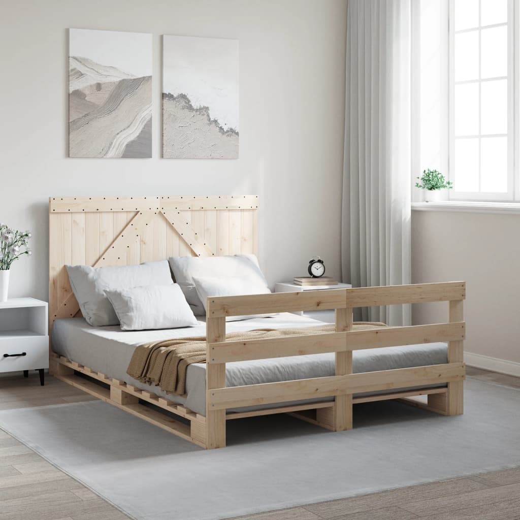 Giroletto Con Testiera 160x200 Cm In Legno Massello Di Pino