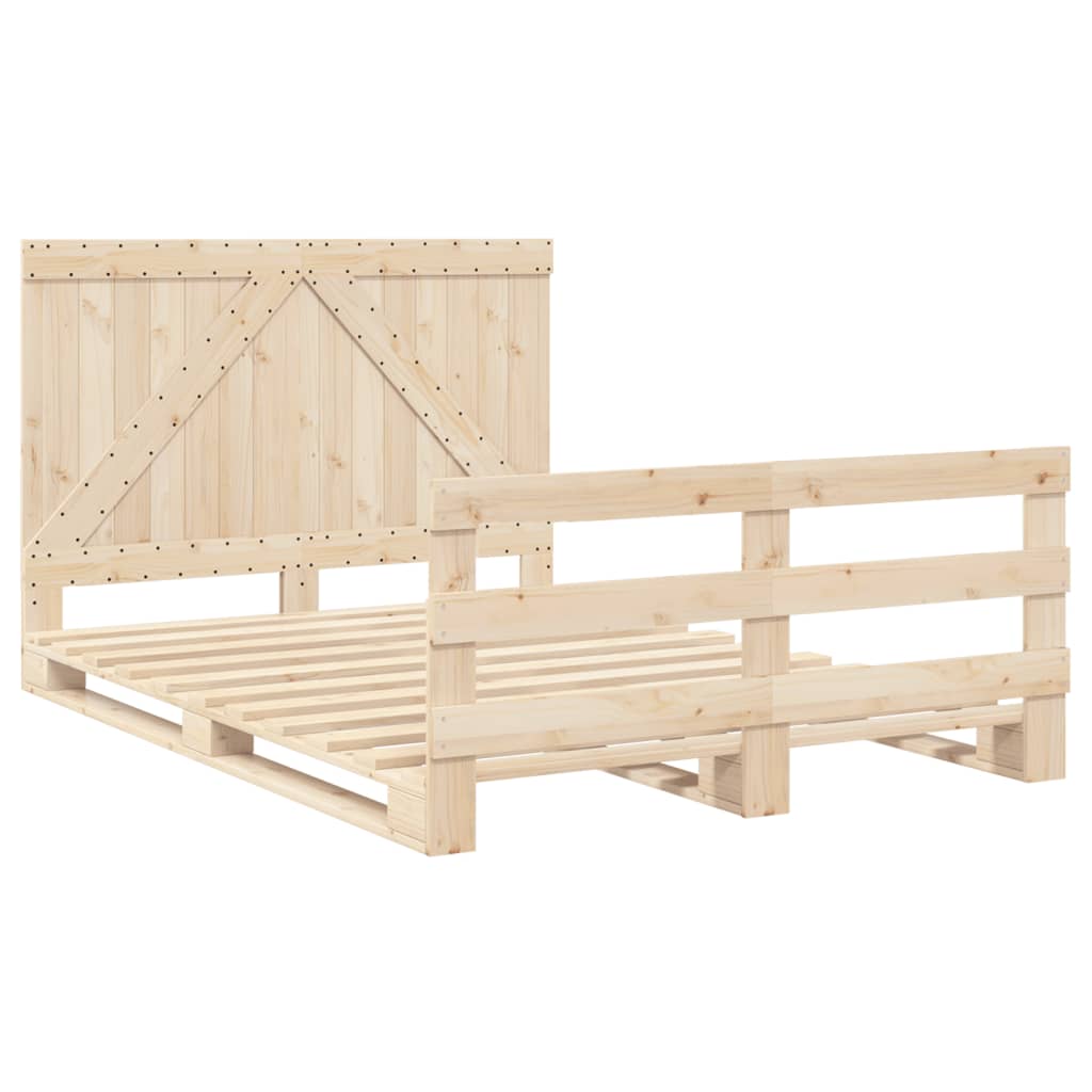 Giroletto Con Testiera 160x200 Cm In Legno Massello Di Pino - Image 3
