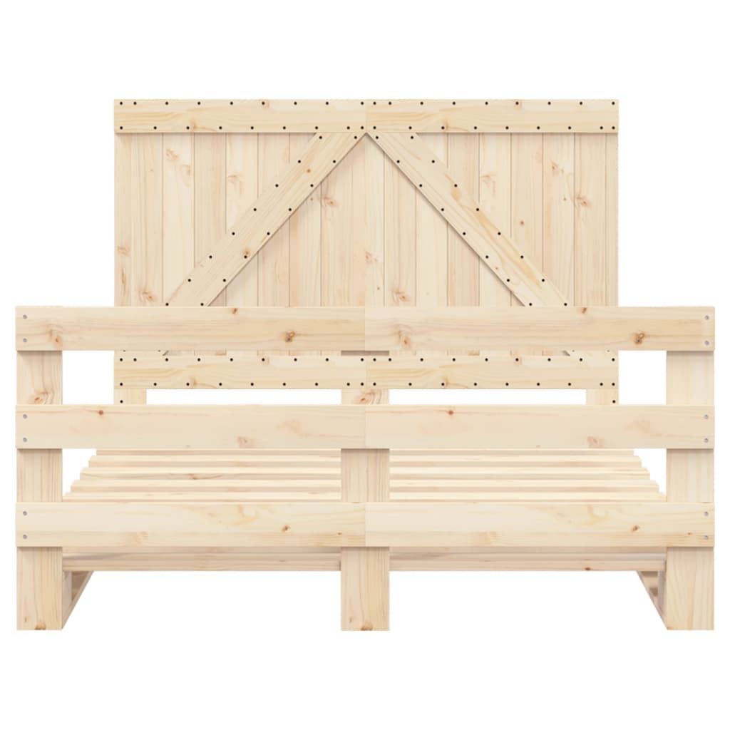 Giroletto Con Testiera 160x200 Cm In Legno Massello Di Pino - Image 5