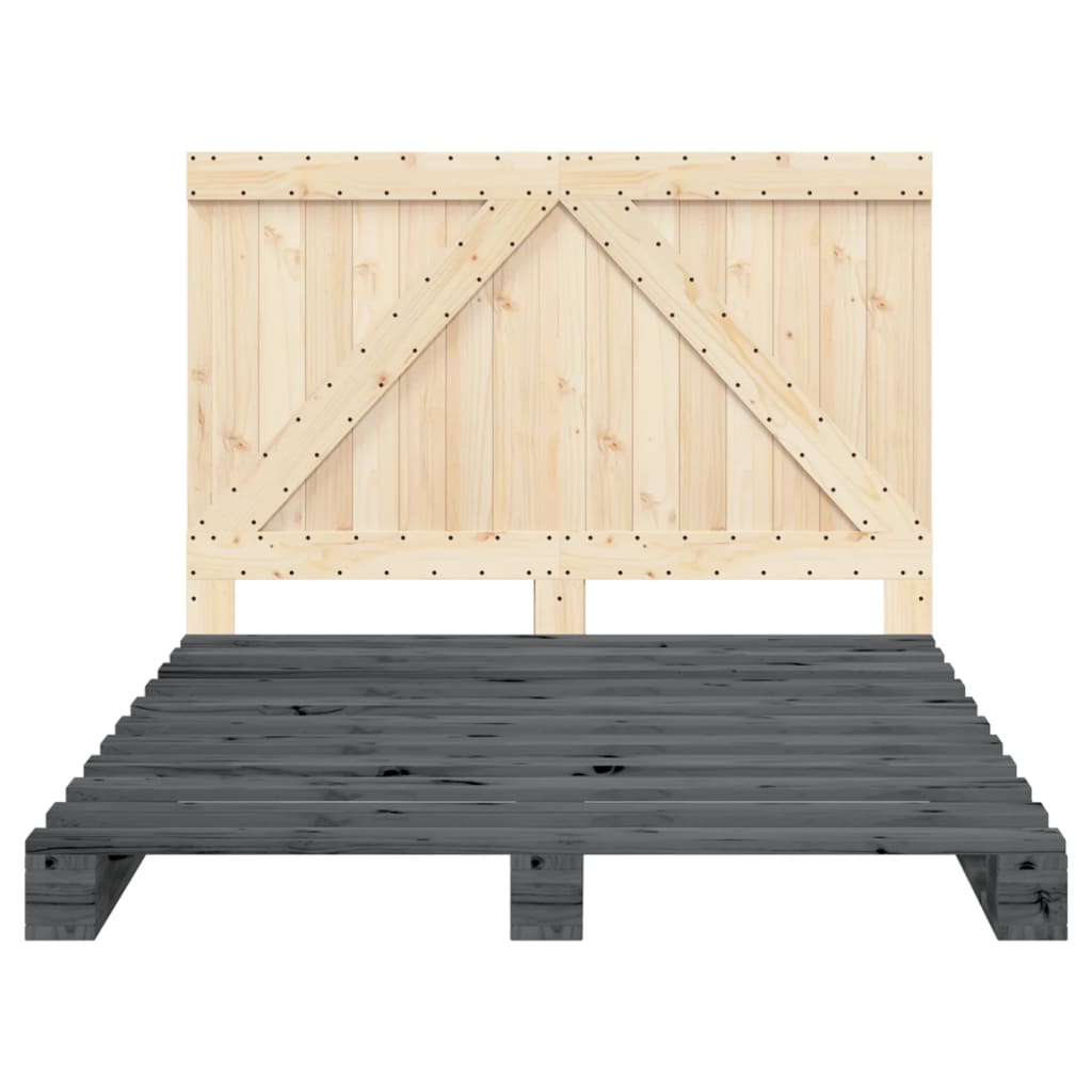 Giroletto Senza Materasso Grigio 160x200 Cm Legno Massello Pino - Image 5