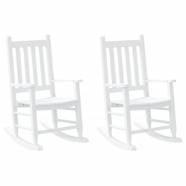 Sedie A Dondolo Per Bambini 2 Pz Bianche Legno Massello Pioppo - Image 2
