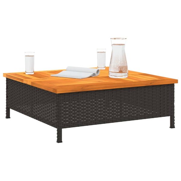 Tavolo Da Giardino Nero 70x70x25cm In Rattan E Legno Di Acacia - Image 4