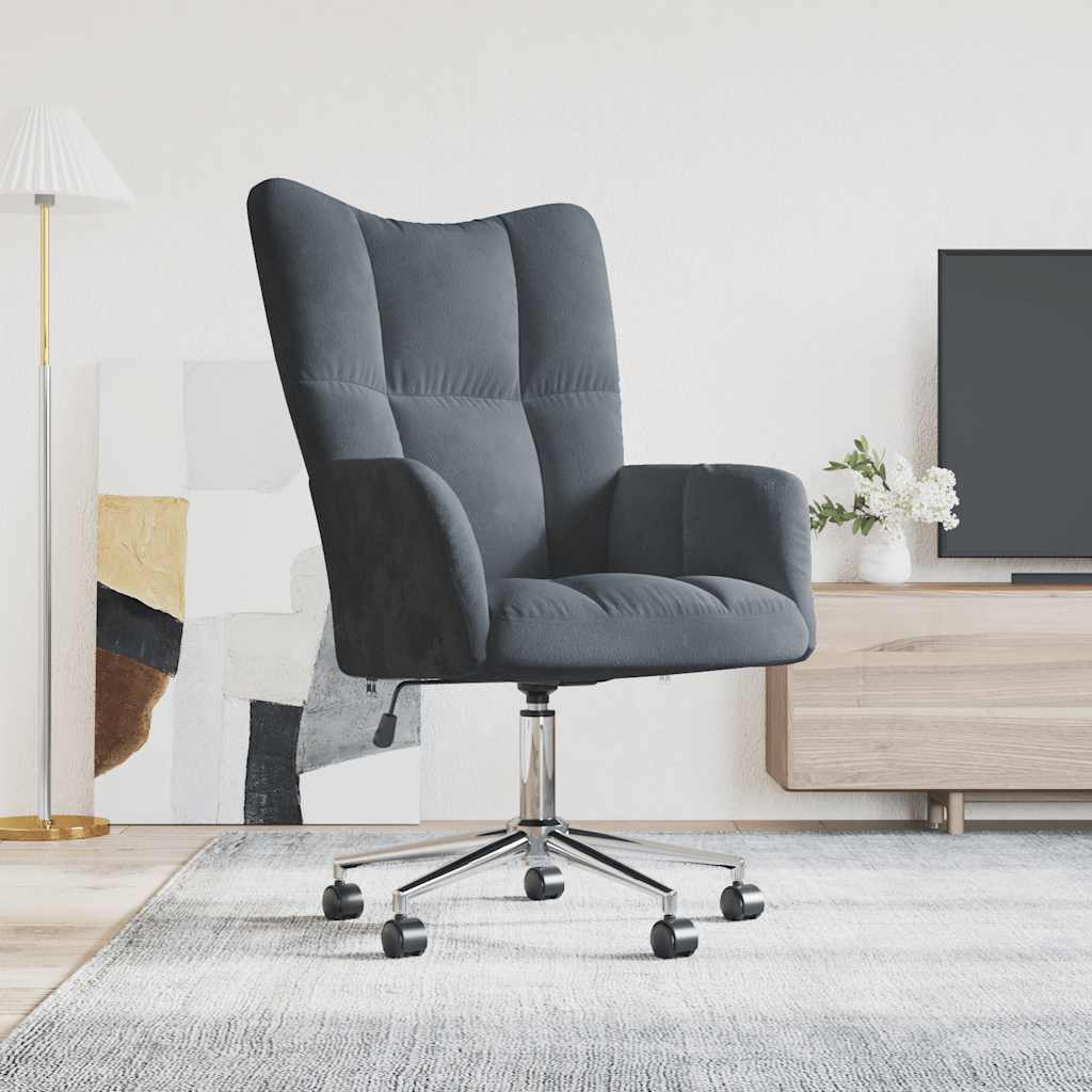 Sedia Relax Grigio Scuro In Velluto