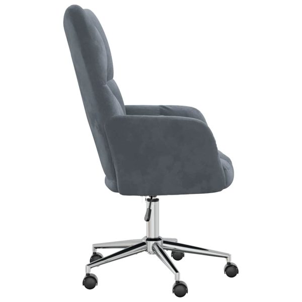 Sedia Relax Grigio Scuro In Velluto - Image 4