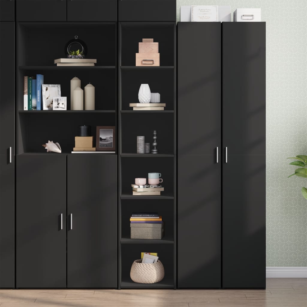 Credenza Nera 40x41x185cm In Legno Multistrato