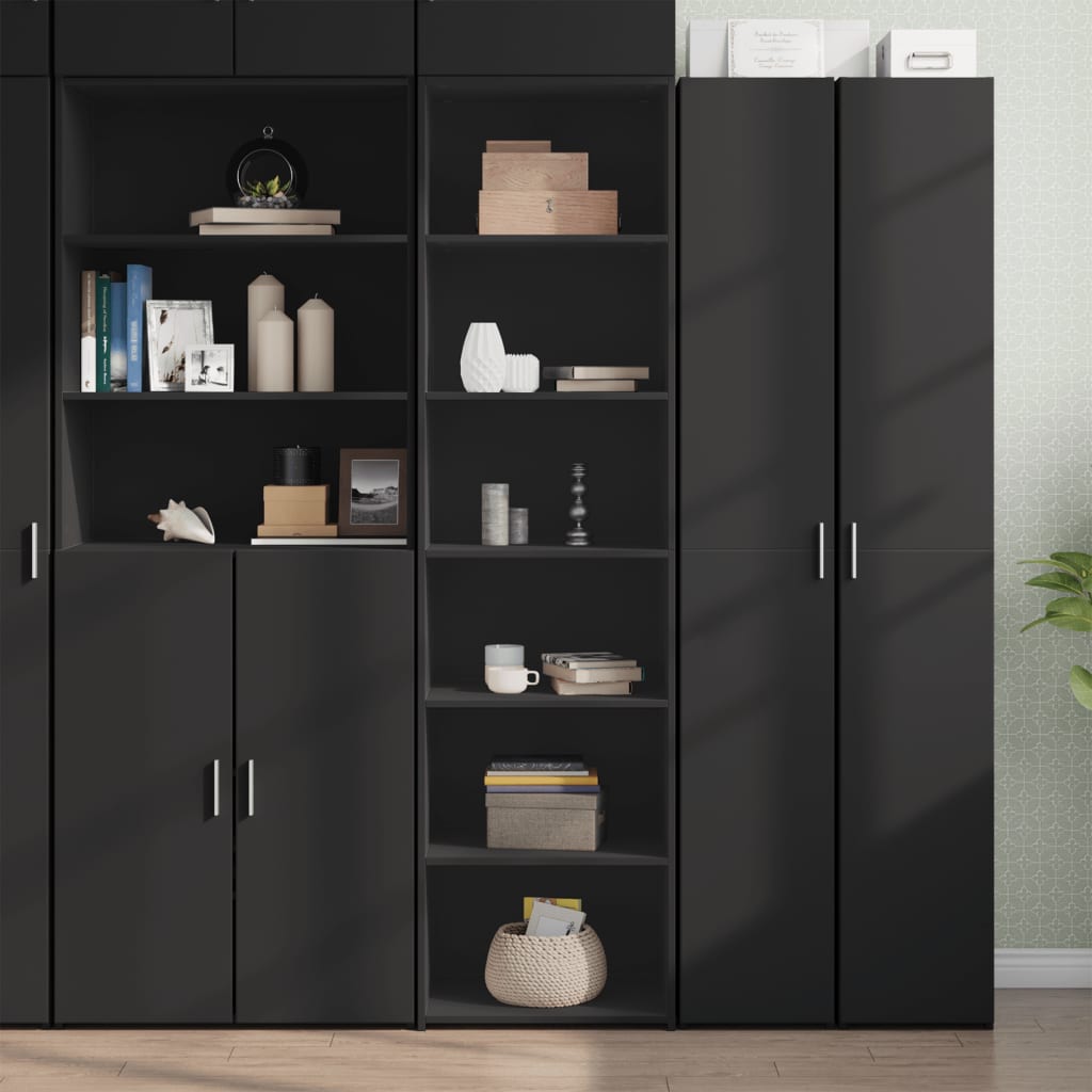 Credenza Nera 50x41x185 Cm In Legno Multistrato