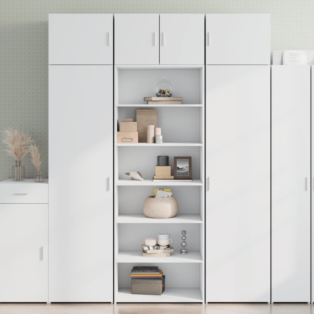 Credenza Bianca 70x41x185 Cm In Legno Multistrato