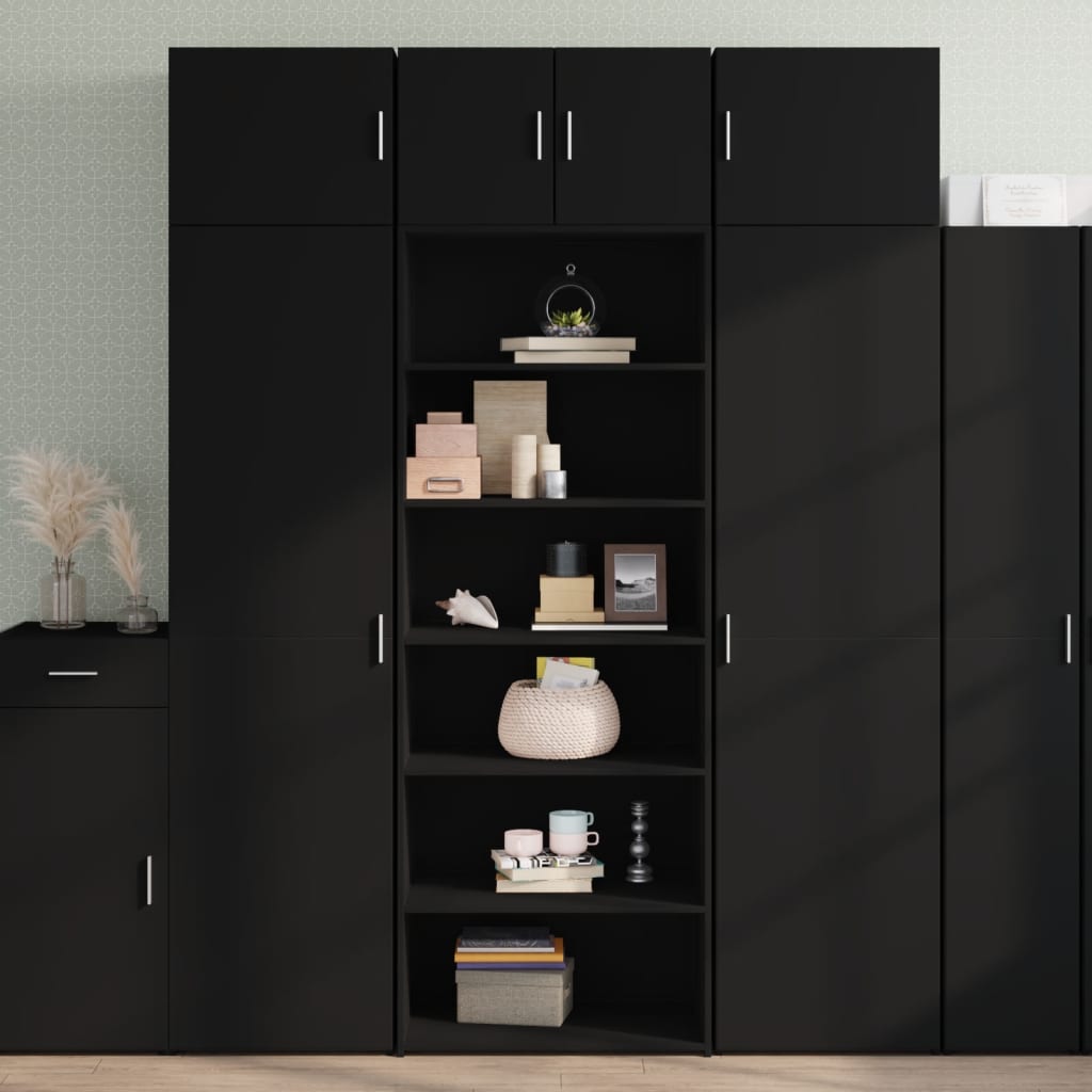 Credenza Nera 70x41x185 Cm In Legno Multistrato