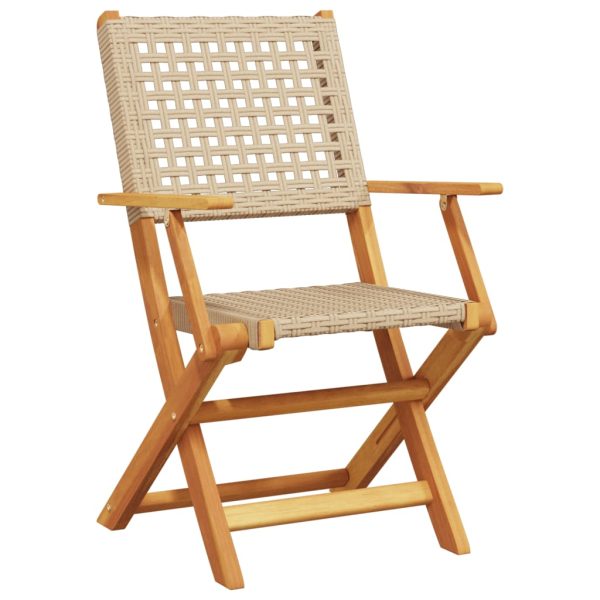Set Pranzo Da Giardino 5 Pz Beige Polyrattan E Legno Massello - Image 3
