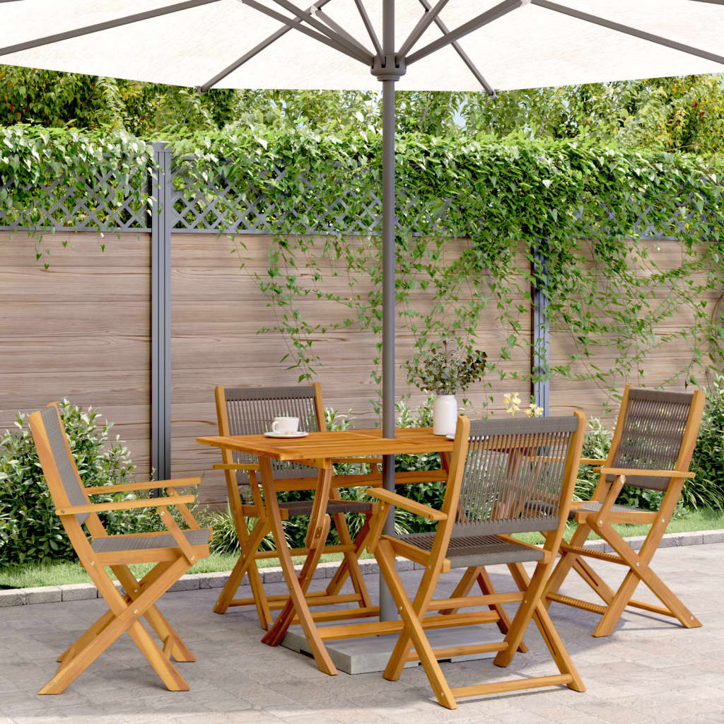 Set Da Pranzo Da Giardino 5 Pz Polipropilene E Legno Massello