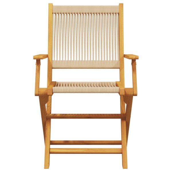 Set Pranzo Da Giardino 5 Pz Beige Polipropilene/ Legno Massello - Image 4