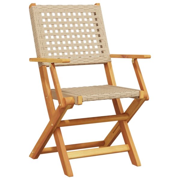 Set Pranzo Da Giardino 7 Pz Beige Polyrattan E Legno Massello - Image 3