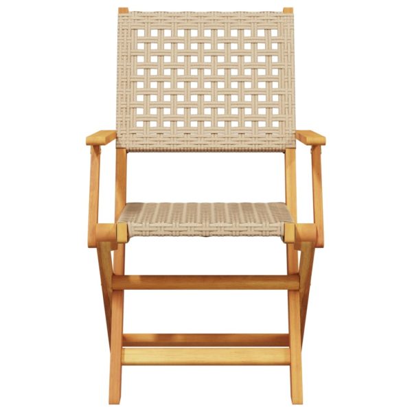 Set Pranzo Da Giardino 7 Pz Beige Polyrattan E Legno Massello - Image 4