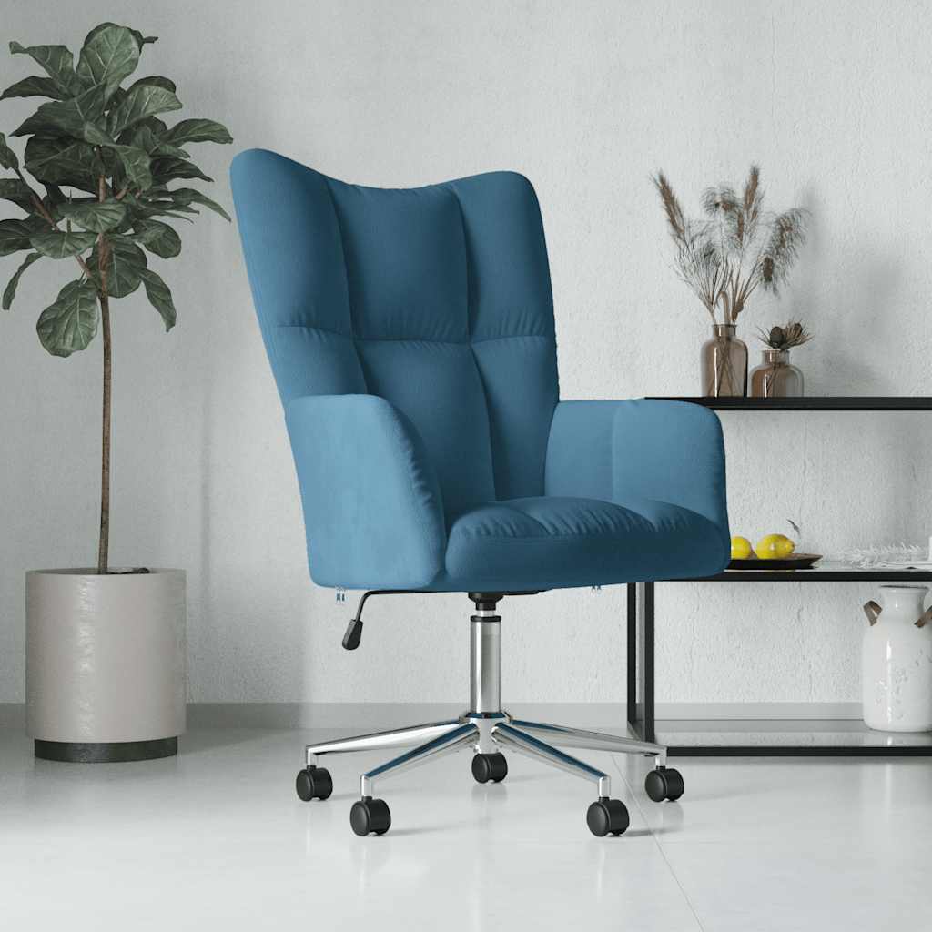 Sedia Relax Blu In Velluto
