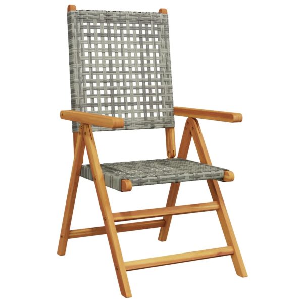 Set Pranzo Da Giardino 7 Pz Grigio Polyrattan E Legno Massello - Image 3