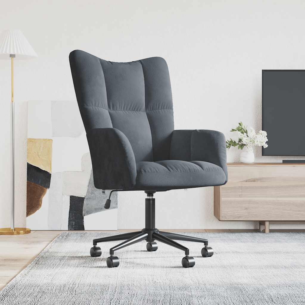 Sedia Relax Grigio Scuro In Velluto