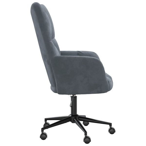Sedia Relax Grigio Scuro In Velluto - Image 4