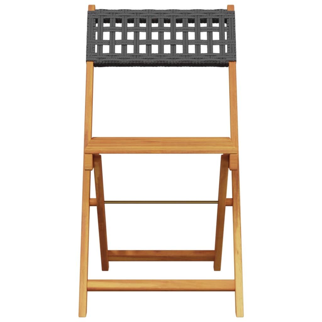 Set Da Bistrot 3 Pz Nero In Polyrattan E Legno Massello - Image 4