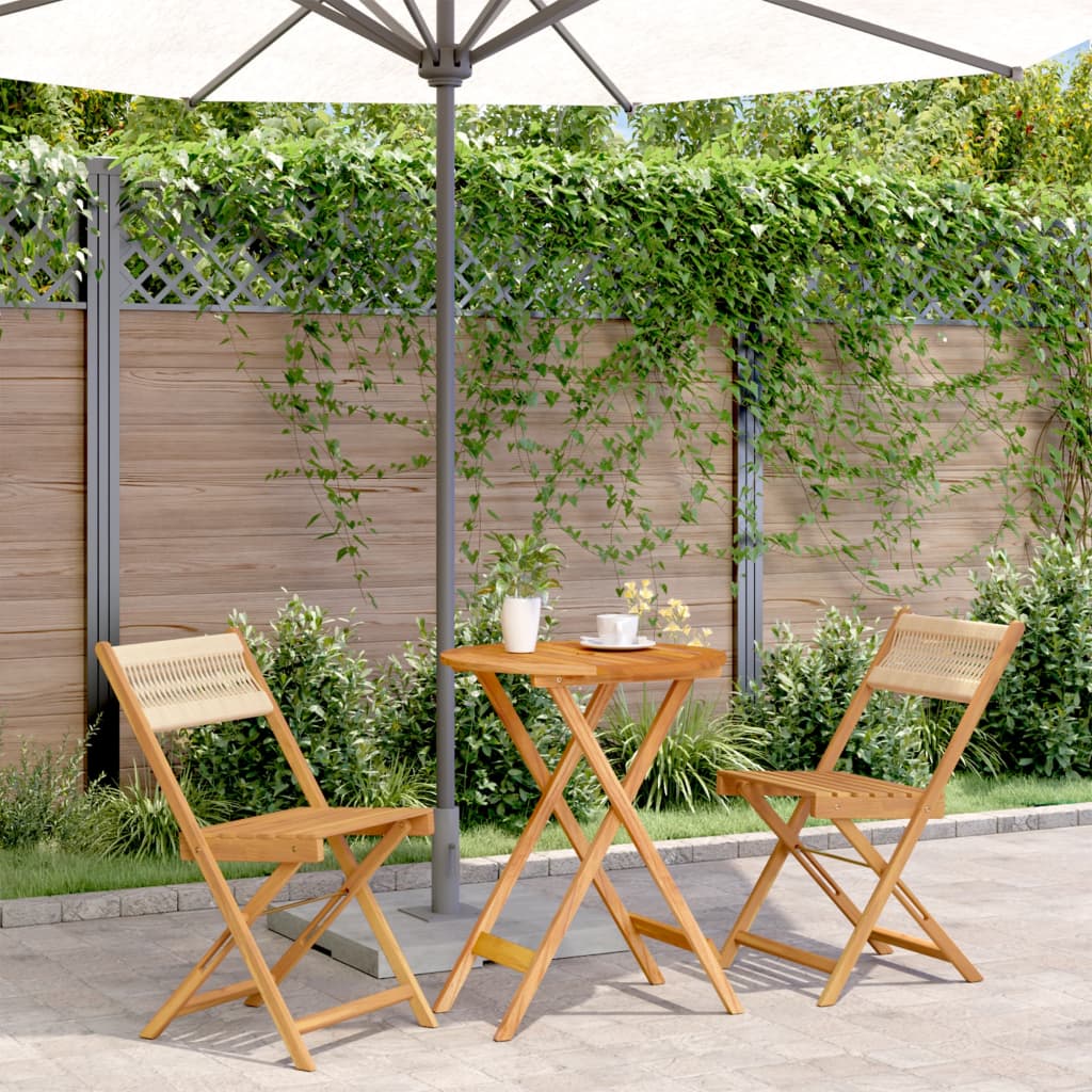 Set Da Bistrot 3pz Beige In Polipropilene E Legno Massello