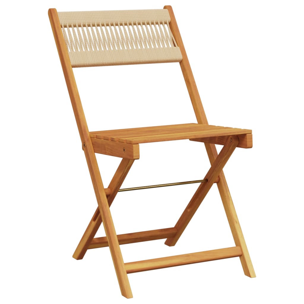 Set Da Bistrot 3pz Beige In Polipropilene E Legno Massello - Image 3