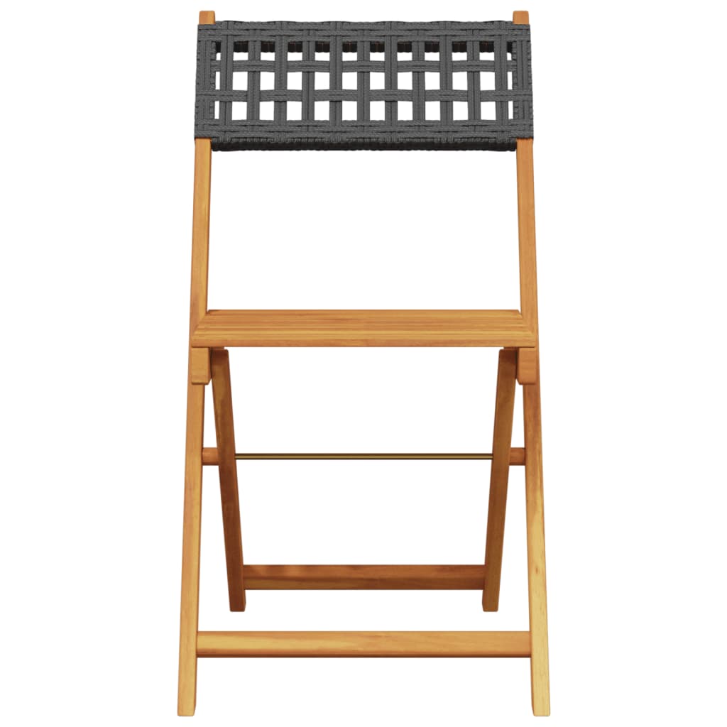 Set Da Bistrot 3 Pz Nero In Polyrattan E Legno Massello - Image 4