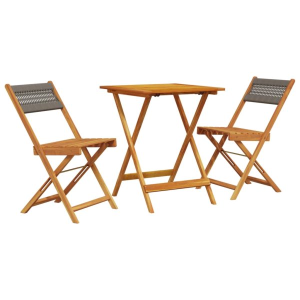 Set Da Bistrot 3pz Grigio In Polipropilene E Legno Massello - Image 2