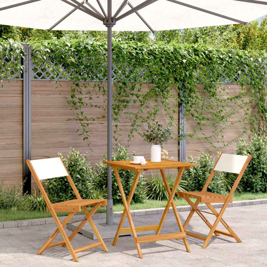 Set Da Bistrot 3pz Bianco Crema In Tessuto E Legno Massello