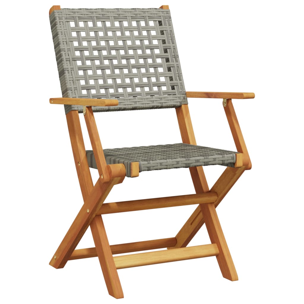 Set Da Bistrot 3 Pz Grigio In Polyrattan E Legno Massello - Image 3