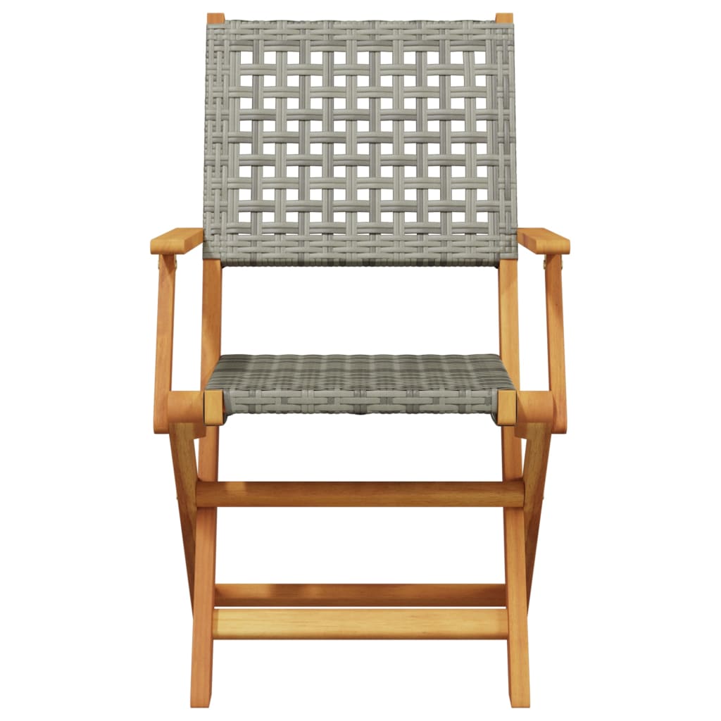 Set Da Bistrot 3 Pz Grigio In Polyrattan E Legno Massello - Image 4