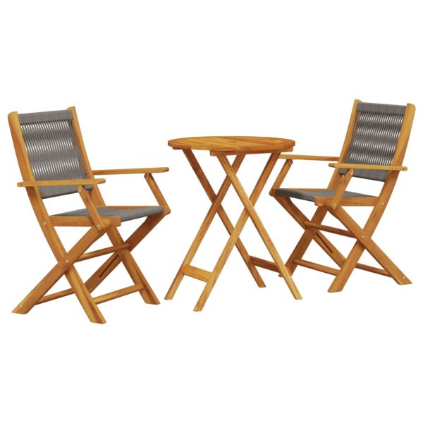 Set Da Bistrot 3pz Grigio In Polipropilene E Legno Massello - Image 2