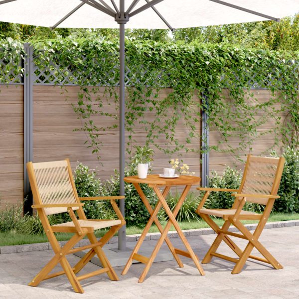 Set Da Bistrot 3pz Beige In Polipropilene E Legno Massello