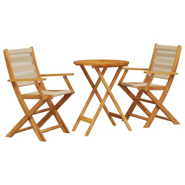 Set Da Bistrot 3pz Beige In Polipropilene E Legno Massello - Image 2
