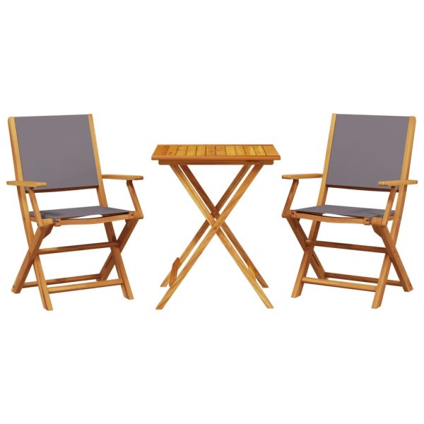 Set Da Bistrot 3pz Antracite In Tessuto E Legno Massello - Image 2