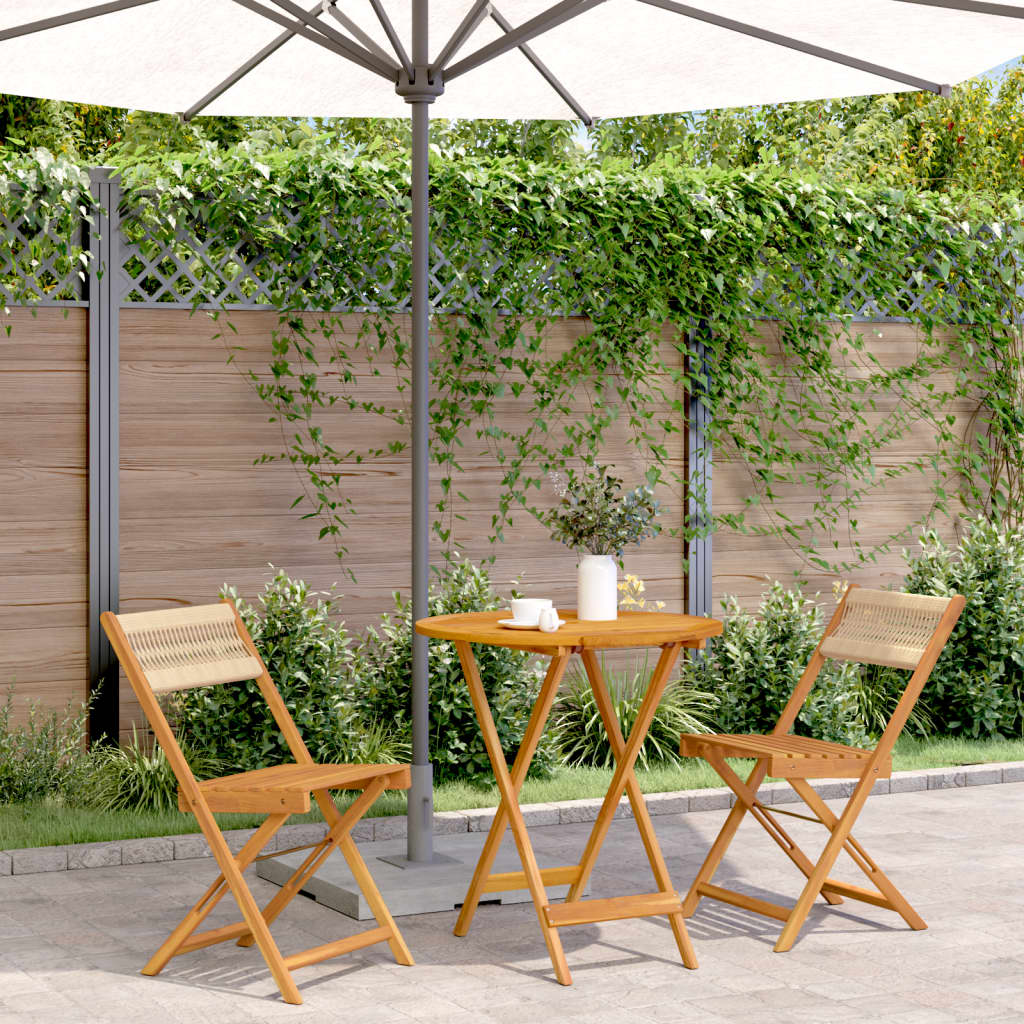 Set Da Bistrot 3pz Beige In Polipropilene E Legno Massello