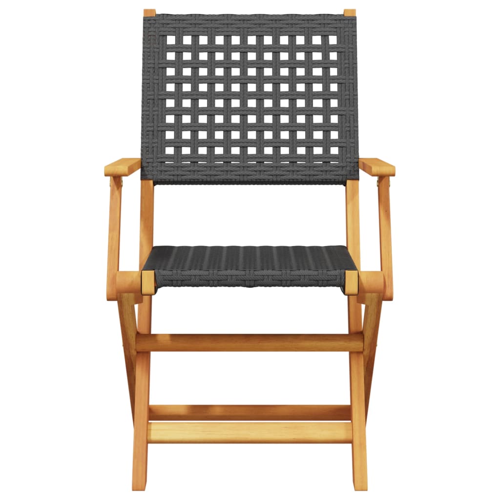Set Da Bistrot 3 Pz Nero In Polyrattan E Legno Massello - Image 4