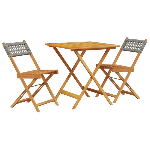 Set Da Bistrot 3 Pz Grigio In Polyrattan E Legno Massello - Image 2