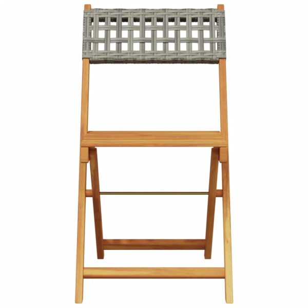 Set Da Bistrot 3 Pz Grigio In Polyrattan E Legno Massello - Image 6