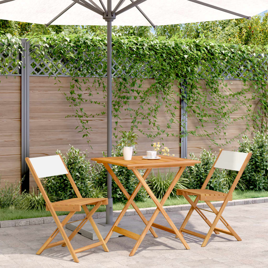 Set Da Bistrot 3pz Bianco Crema In Tessuto E Legno Massello