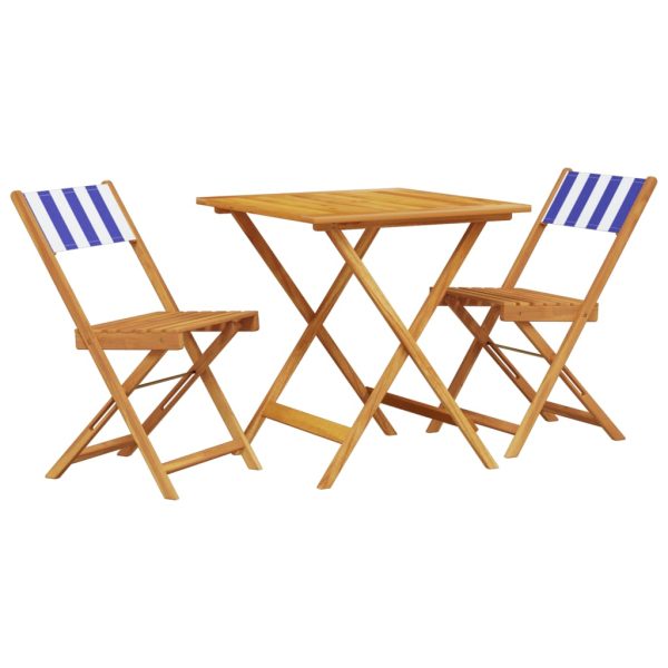 Set Da Bistrot 3pz Blu E Bianco In Tessuto E Legno Massello - Image 2