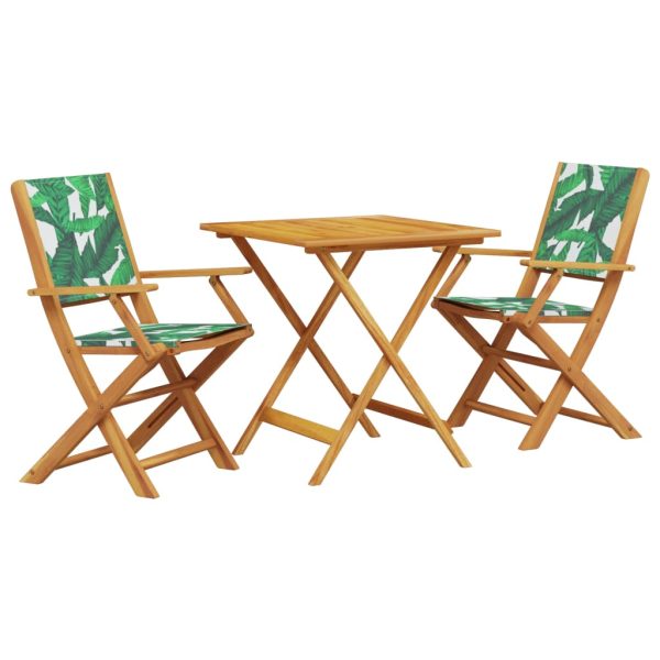 Set Da Bistrot 3 Pz Motivo Foglie In Tessuto E Legno Massello - Image 2