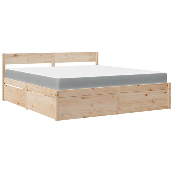 Letto Con Cassetti E Materasso 180x200 Cm Legno Massello Pino - Image 2