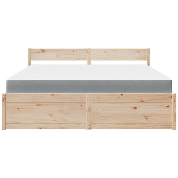 Letto Con Cassetti E Materasso 180x200 Cm Legno Massello Pino - Image 4