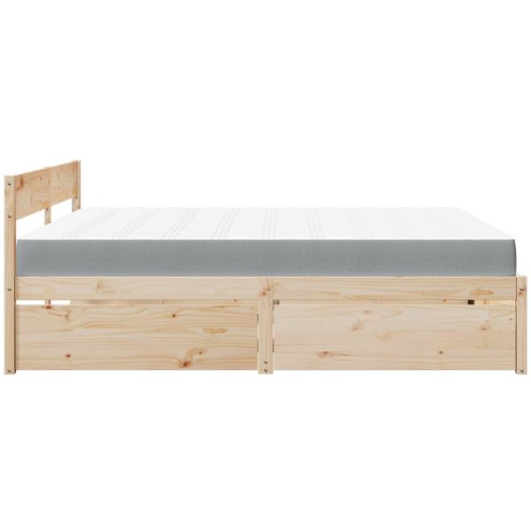 Letto Con Cassetti E Materasso 180x200 Cm Legno Massello Pino - Image 5