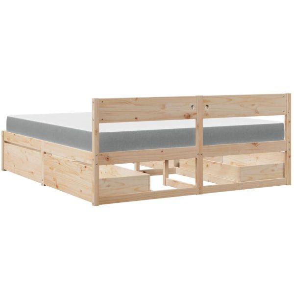 Letto Con Cassetti E Materasso 180x200 Cm Legno Massello Pino - Image 6