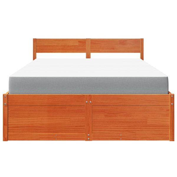 Letto Cassetti E Materasso Marrone Cera 140x190cm Massello Pino - Image 4